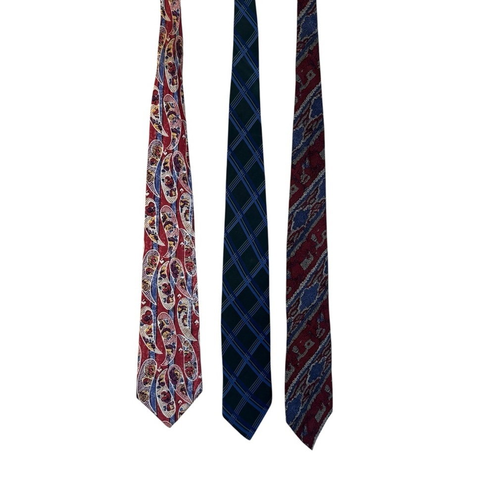 Ralph Lauren Vintage Men’s Silk Tie Lot Of 3 Chaps Polo Paisley Plaid - Picture 4 of 10